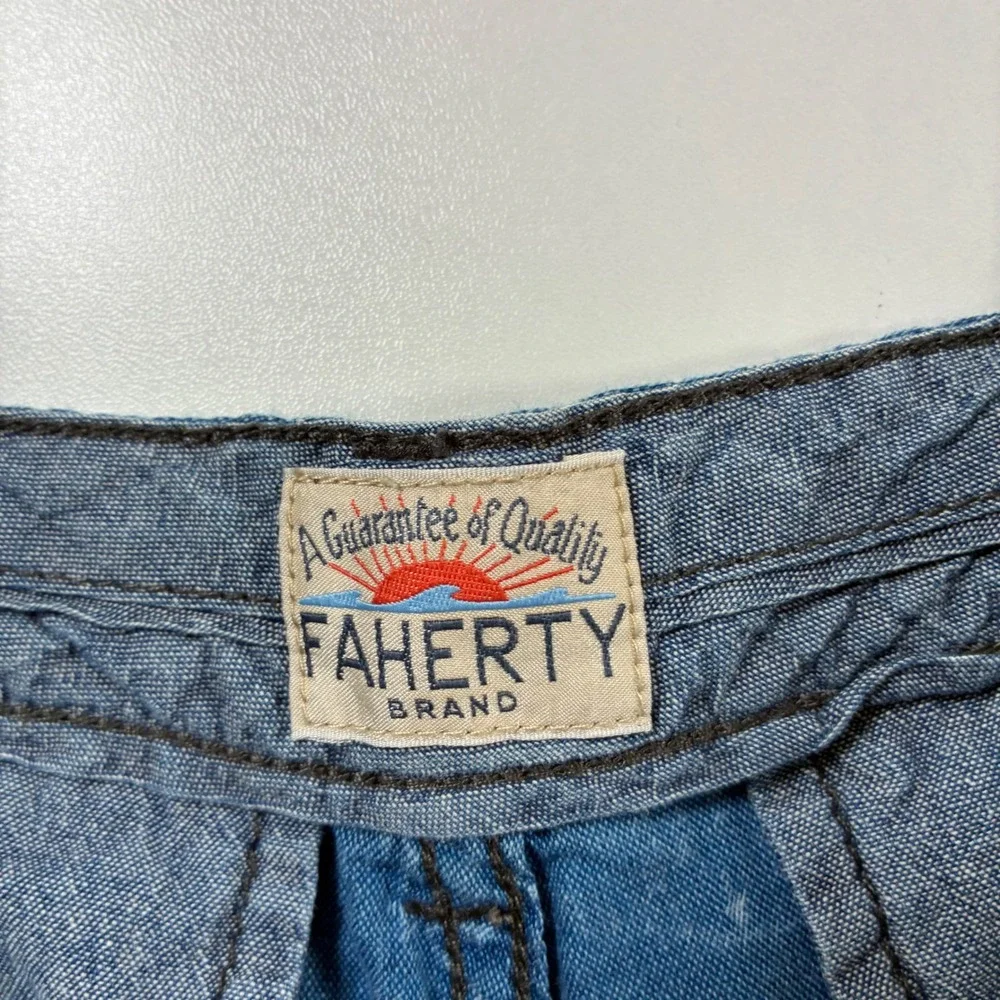 Faherty Linen Blend Shorts 32 Blue Linen Surfboard‎ Beach Blueprint All Over AOP